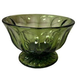 Vintage Anchor Hocking Green Fairfield Pedestal Bowl
